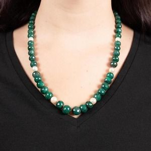 Emerald and freshwater pearl necklace, Over 400 Ct Emeralds 6-11mm